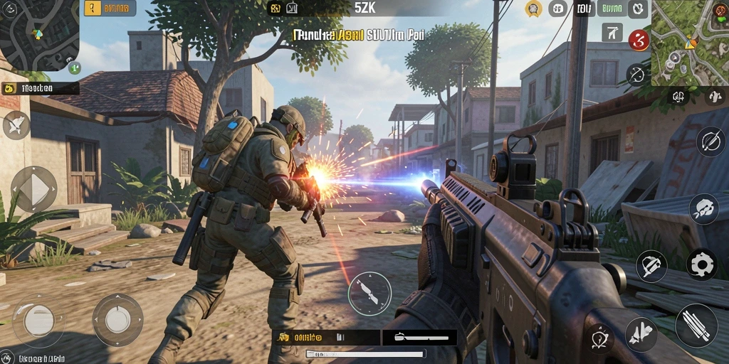 Tampilan utama gameplay 5ZK menunjukkan aksi tembak-menembak seru.
