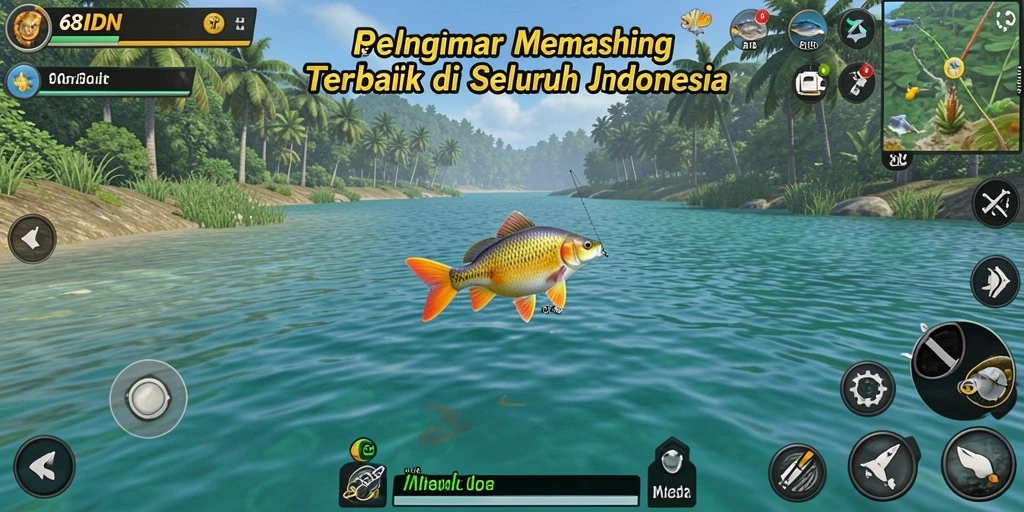 Gameplay menarik 68IDN dengan beragam ikan yang bisa ditangkap.