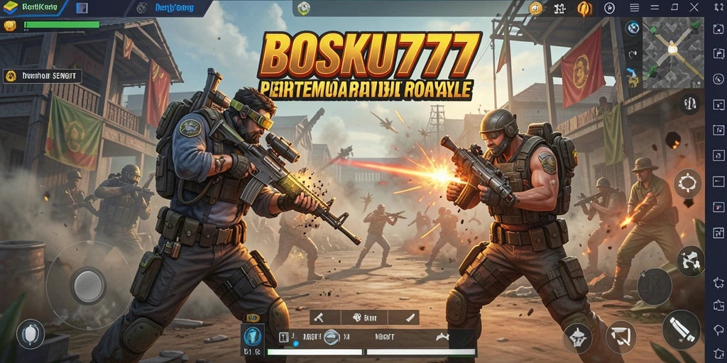 Tampilan screenshot gameplay BOSKU777 yang menegangkan di medan pertempuran.