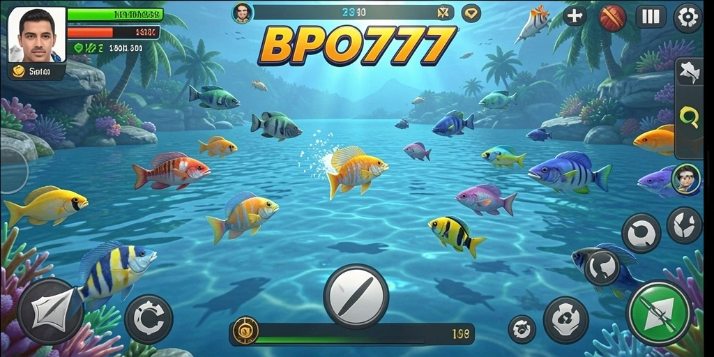 Screenshot gameplay BPO777 yang penuh aksi Tembak Ikan.