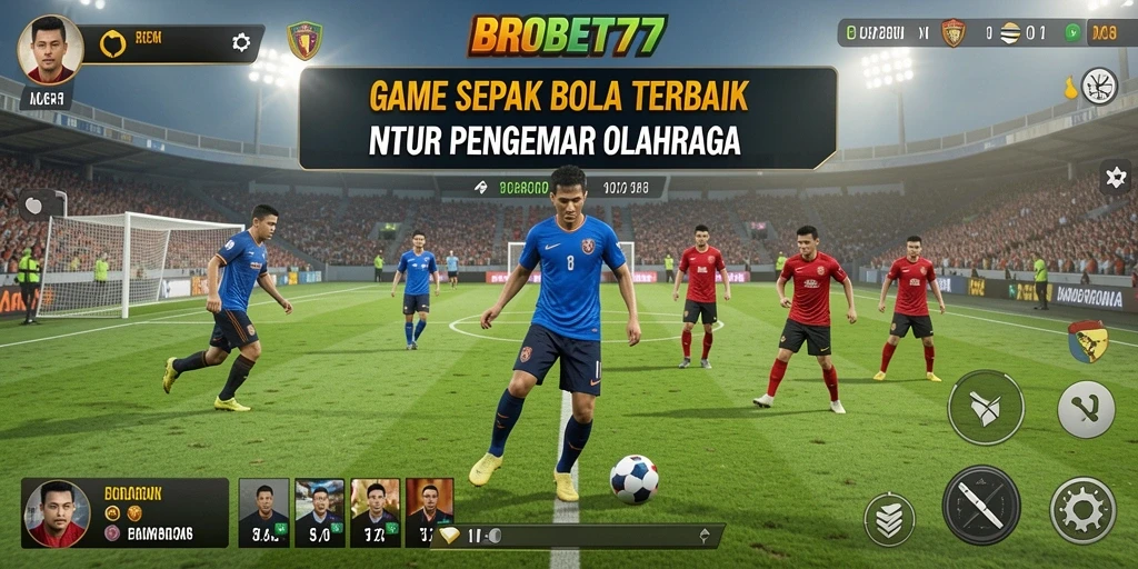 Screenshot gameplay BROBET77 yang menampilkan aksi sepak bola seru.