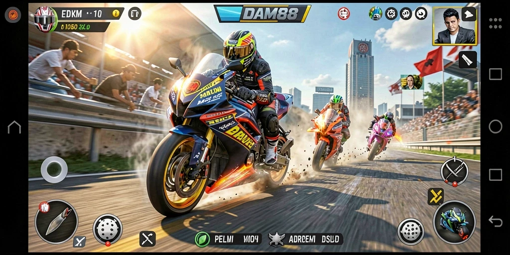 Tampilan menarik dari gameplay balapan motor di DAM88.