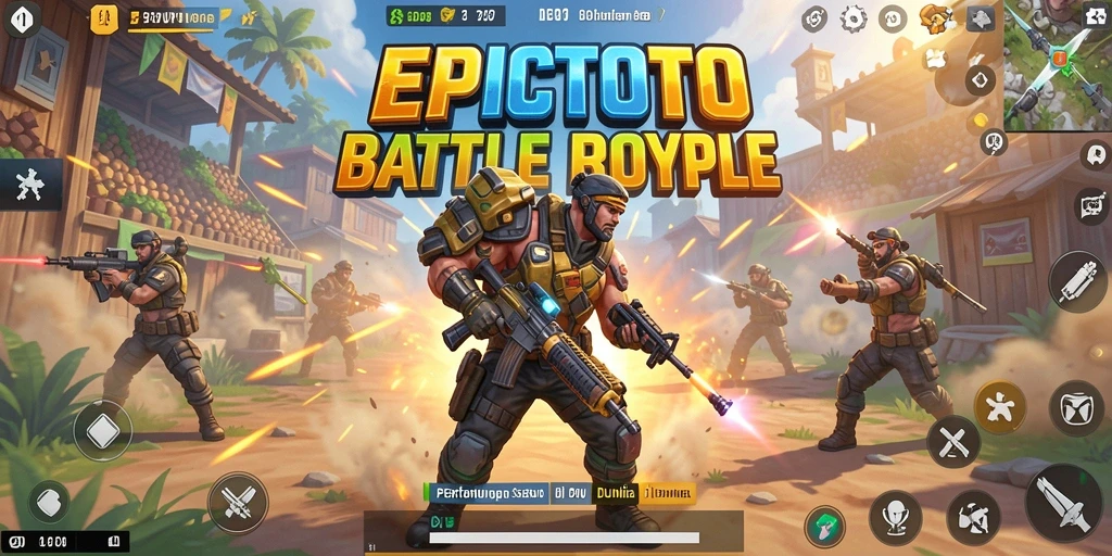Tampilan menarik dari gameplay EPICTOTO dengan aksi dinamis Battle Royale.