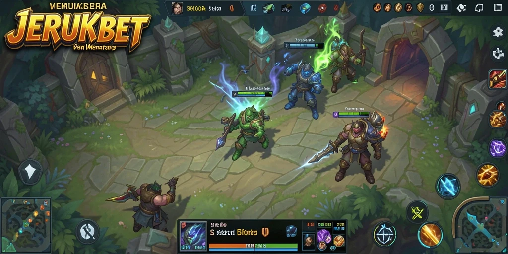 Screenshot JERUKBET menampilkan aksi seru dalam pertempuran MOBA.