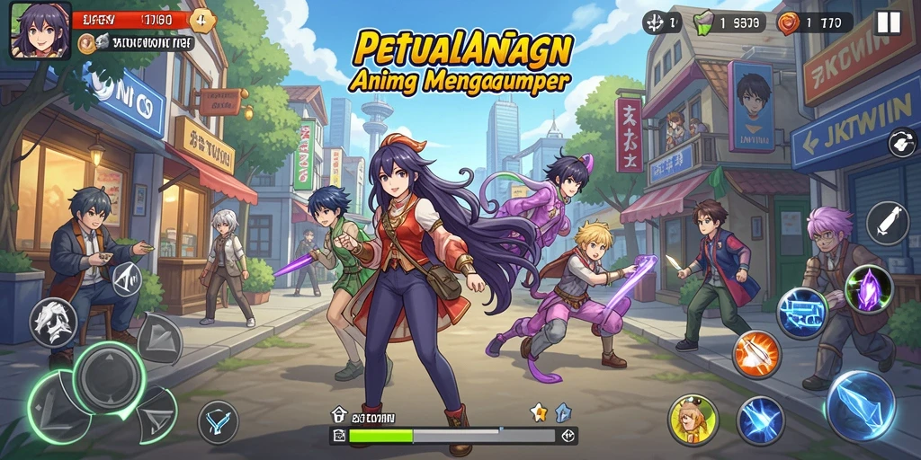 Tampilan gameplay JKTWIN yang menarik dengan karakter anime.