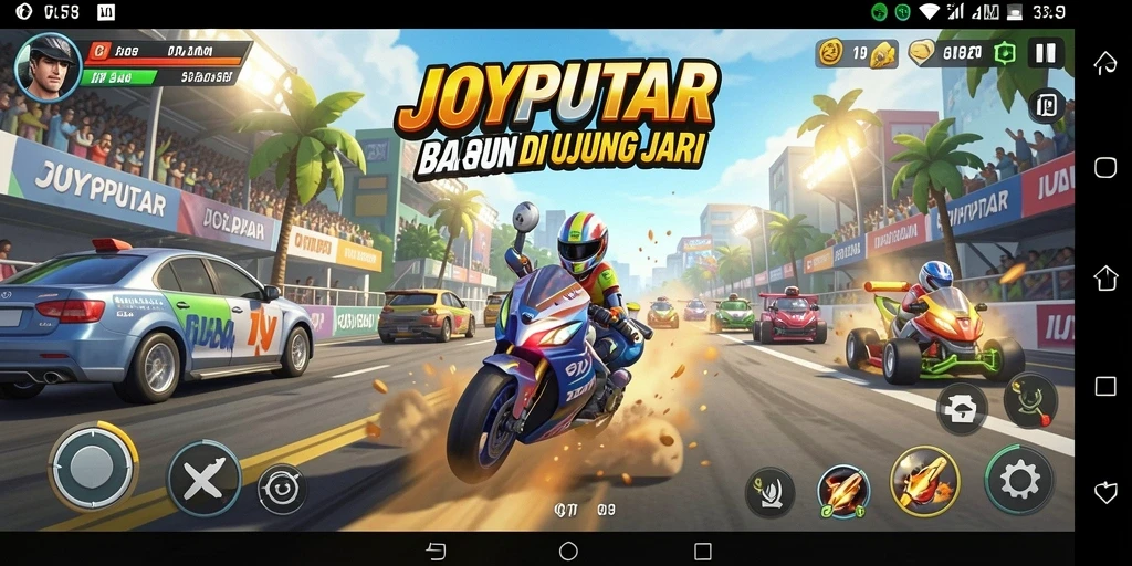Tampilan menarik dari balapan seru di JOYPUTAR.