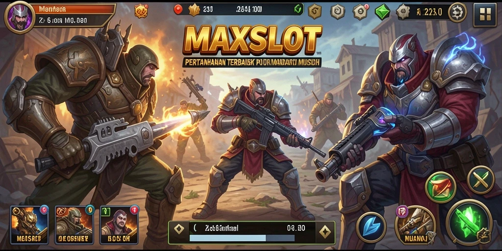 Tampilan gameplay <strong>MAXSLOT</strong> yang menegangkan dalam bertahan dari serangan musuh.