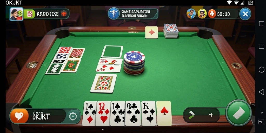 Tangkapan layar menunjukkan gameplay seru Gaple di OKJKT.