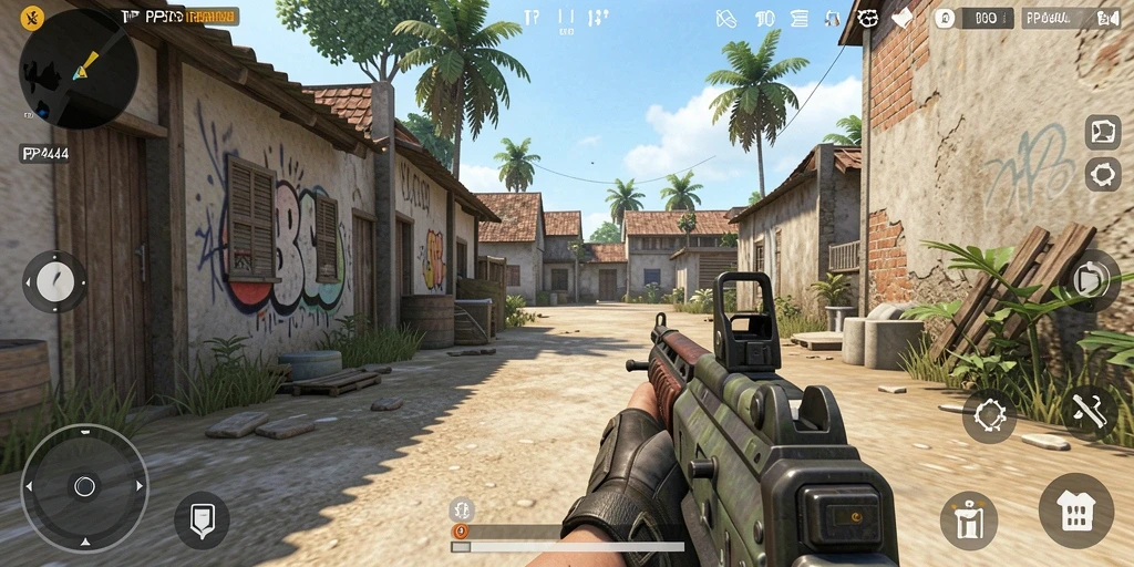 Gameplay PP444 menampilkan aksi tembak-menembak yang intens dan mendebarkan.
