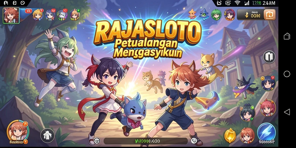 Screenshot utama RAJASLOTO menampilkan karakter Anime dalam pertempuran.