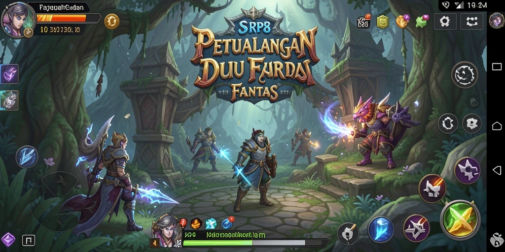 Tampilan gameplay RP8 yang menampilkan pertarungan epik di dunia fantasi.