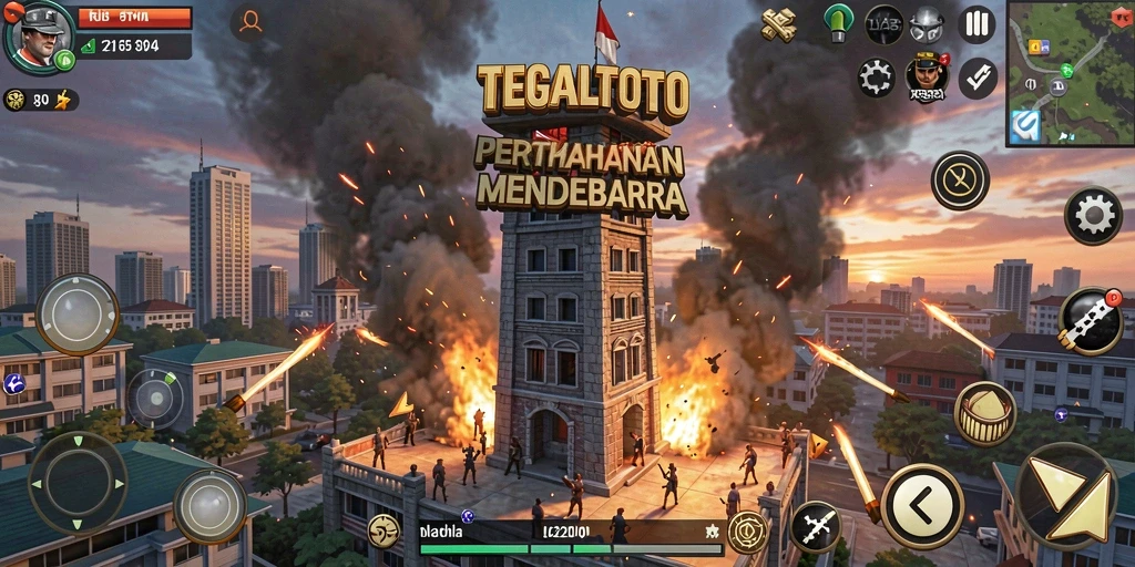 Gameplay seru TEGALTOTO dengan berbagai menara yang strategis.