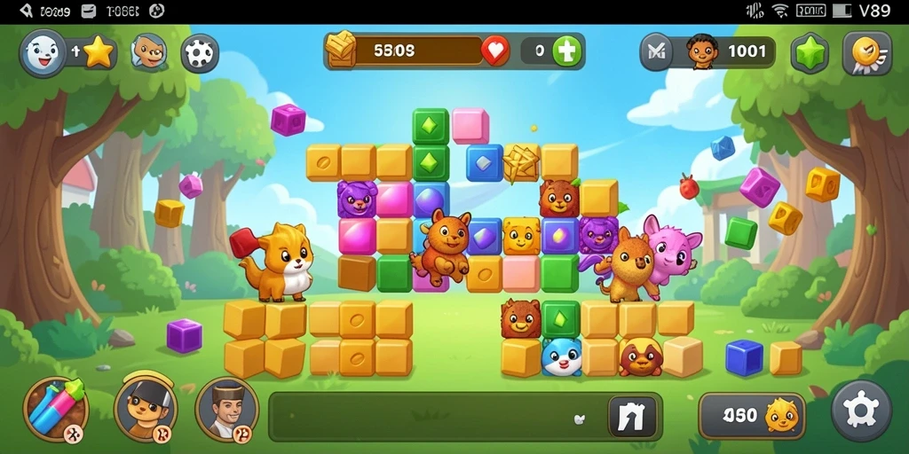 Screenshot V89 menampilkan gameplay seru dan tantangan puzzle.